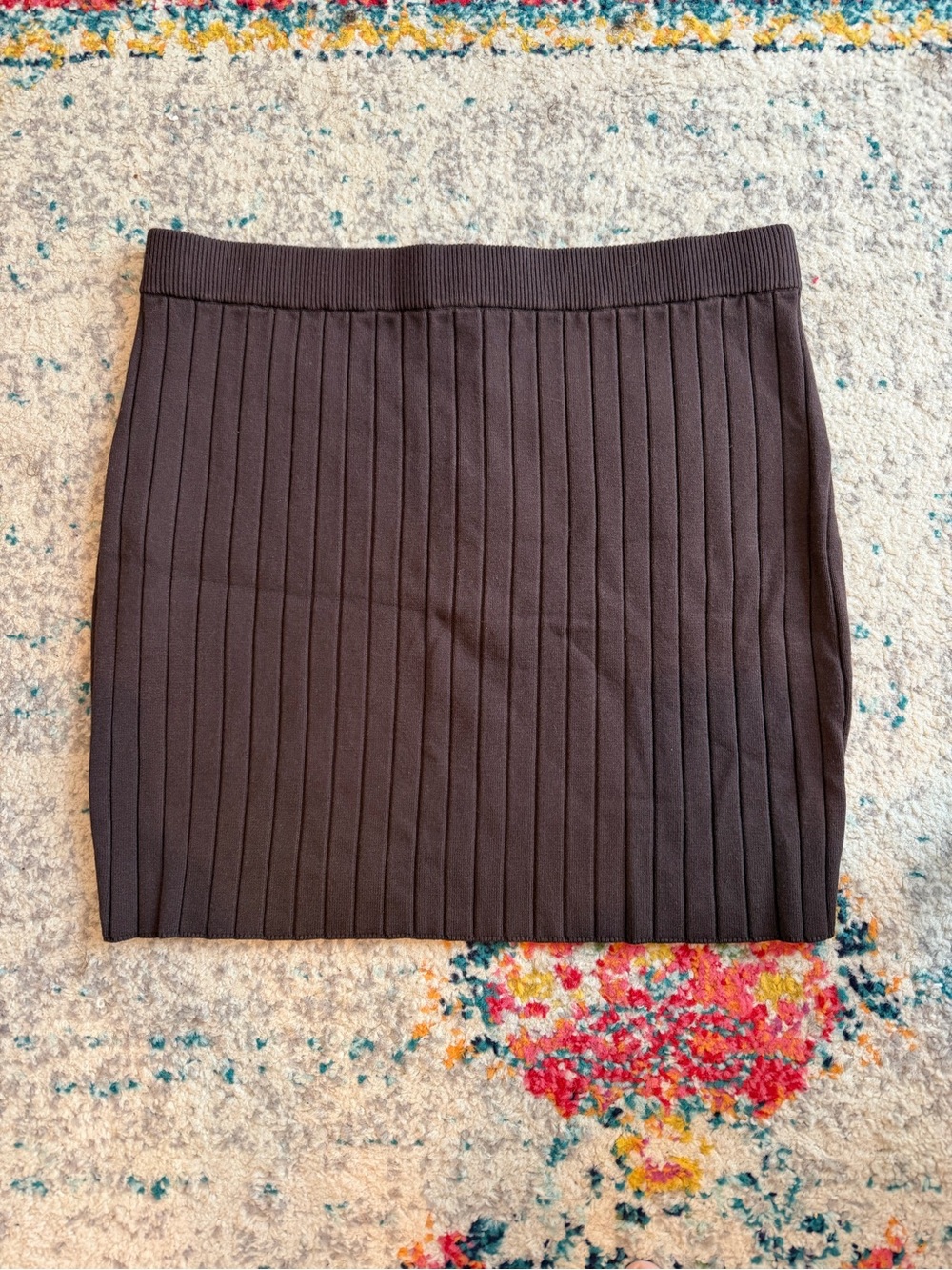 Women’s Brown Ribbed Knit Mini Skirt